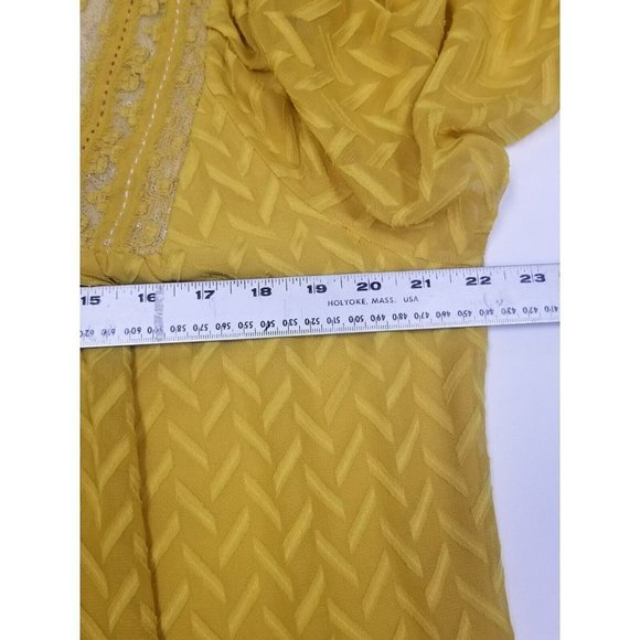 Anthropolgie One September Anwen Long Sleeve Dress yellow Boho Peasant Size L - Picture 12 of 12
